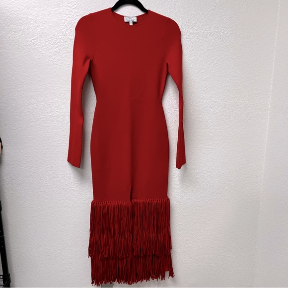 Elegant Red Long Sleeve Dress - Picture 3 of 8